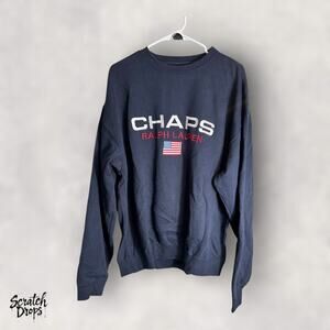 Vintage 90s Chaps Ralph Lauren Sweatshirt Large Navy USA Flag Retro Pullover